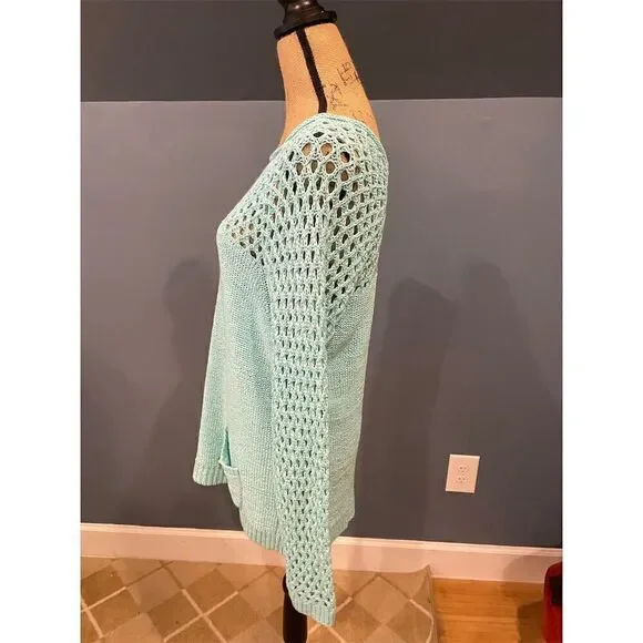 3/$15 Island Republic Women's Green Crochet Knit Pullover Sweater Size L - Picture 7 of 11